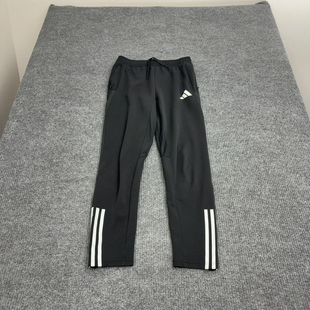 Adidas Pants Boys L Black Polyester Aeroready Ankle Zip Soccer Track Pants